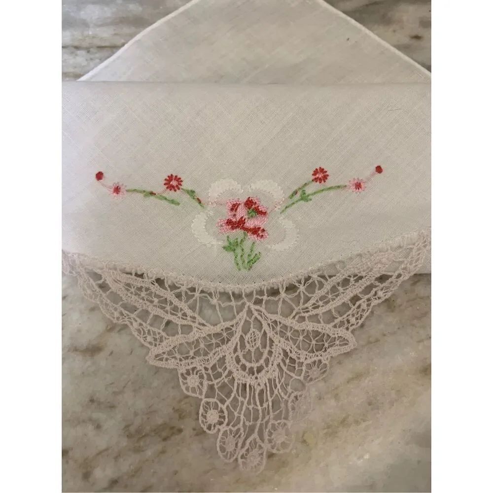 Handmade Antique Handkerchiefs ~ Three - Picture 3 of 11
